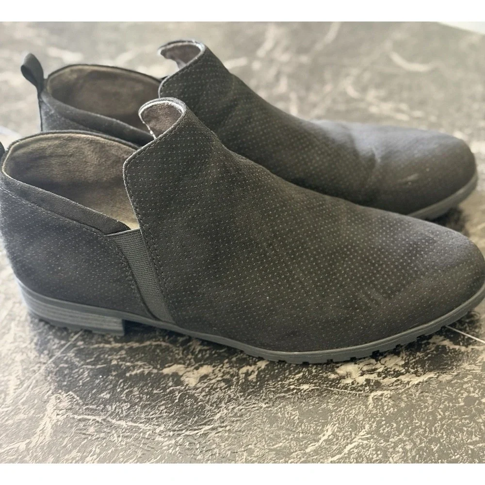 Dr Scholl's Black Women's Slip On Ankle Booties Faux Suede Leather Size 9.5